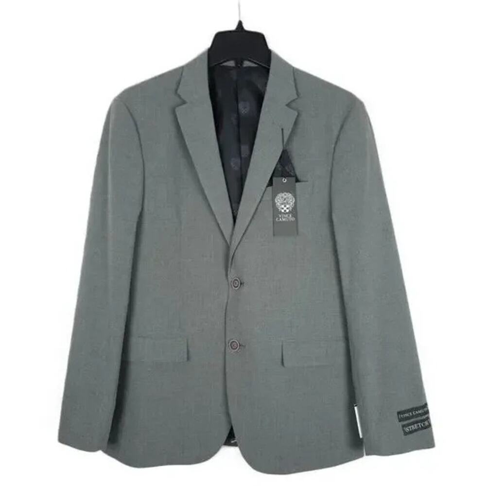 VINCE CAMUTO Stretch Blazer NWT $295 Gray Slim Fit Poly Blend Size 42L